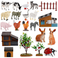 Miniatyrbilde 1 av 7: Miniatyrsett med dyrefigurer - Gårdsdyrmodeller - Miniatyrtilbehør til gårdsdyr - Lærende leketøy for barn - Gave