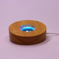Miniatyrbillede 4 af 5: Træ Display Base LED Belyst Cyklende Farvede Lys, 4 tommer (HDZ004)