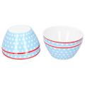 Miniatyrbillede 1 af 8: 4 stk. 6 tommer salatskål middagsserveringsskålsæt køkken imitation porcelæn middagsstel lyseblå prikker