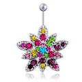 Pikkukuva 1 / 8: Naisten värikäs Lotus Belly Navel Button Q00329 metalliseos vartalokorut