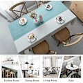 Miniatyrbilde 4 av 5: Flettet grønn støvtett rektangulær duk med frynser for hage-tebord 140x140cm