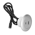 Miniatyrbilde 1 av 8: Innebygd ladestasjon med rund port QC3.0 hurtiglading for telefoner, skrivebord, hjem, 12-30V 30W sølv
