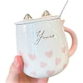 Miniatyrbild 1 av 5: Unicorn Mugg med Lock Sked 3D Söt Keramisk Kaffe Te Kopp Par Mugg Set Födelsedagspresent för Kvinnor Vän Älskare (katt hjärta 430 ml)