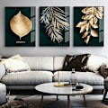 Miniatyrbild 5 av 5: Set med 3 Design Väggaffischer Skog Guldblad Palm Träd Ramlös Väggkonst Dekor För Vardagsrum