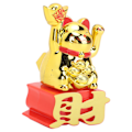 Miniatyrbillede 1 af 8: Lykkekat Ornament Vinkende Arm Tiltræk Rigdom Lykkekat Til Skrivebord Bil Kontor Butik Guld MLY23109