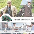 Miniatyrbild 5 av 5: Herrhatt Flat Top Hatt Vintage Randig Design Lättviktshatt Klassisk Bekväm Rese Casual Flat Top Justerbar Basker Grön