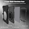 Miniatyrbillede 4 af 5: Stødsikker robust cover til iPad 10.2\" - Sort, 9./8./7. generation, med penneholder, drejeligt stativ, skulderrem, håndrem