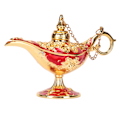 Miniatyrbillede 6 af 8: Magisk Genie Lampe - Farveægte, iøjnefaldende legeringslampe med præget mønster - Perfekt til soveværelse, kontor - Guld + Rød - 4,7 tommer