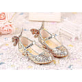 Miniatyrbild 4 av 5: Princess Glitter Barn Läder Höga Klackskor för Flickor Fjäril 3D33234 Guld