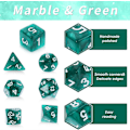 Miniatyrbillede 4 af 5: 7-delt DND Terningesæt til Dungeons & Dragons, Lilla Nebula Multi-sided Terninger RPG Rollespil Bordspil (Mørkegrøn)