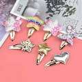 Miniatyrbilde 5 av 5: Glitter metall hårspenner for jenter - 16 deler, stjerne/krone/hjerte/sommerfuglformet - Kawaii tilbehør
