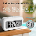 Miniatyrbild 4 av 5: Digital Väckarklocka Morgonväckarklocka, Tyst Batteridriven Digital Väckarklocka för Barn Vuxna Stor LED-Display Temperatur Kalender (Vit)