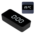 Miniatyrbild 6 av 8: LED digital väckarklocka med temperaturdisplay Automatisk ljuskänsla USB spegelklocka Svart