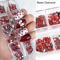 Pikkukuva 4 / 5: Nail art – tekokynnet, koristeet, timantit, paljetteja, tee - se-itse-sisustus, kynsitarvikkeet naisille ja tytöille – 4 laatikkoa