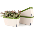 Miniatyrbild 1 av 5: 27 cm Självvattnande Blomlåda Grön Örtkruka Set om 3 Plastblomkruka Rektangulär Planteringslåda för Kök Balkong Fönsterbräda