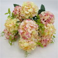 Miniatyrbillede 7 af 8: Kunstig hortensia 10 i 1 champagne realistisk nem vedligeholdelse klud kunstig blomst dekoration til bryllup hjem fest indendørs udendørs