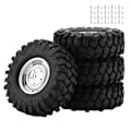 Pikkukuva 1 / 8: 4 kpl Pyöränrenkaat Kumirenkaat navoineen 1/10 RC Crawler -maastokuorma-autolle