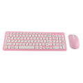Miniatyrbild 1 av 8: 96 tangenter trådlöst tangentbord Mus Combo 10 meter överföring Toningsbeständig tangentbord Mus Combo med halkfri matta Rosa