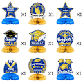Miniatyrbilde 6 av 8: 9 stk 2022 eksamensfestdekorasjoner Gratulerer Grad Honeycomb Centerpiece Gratulerer Eksamensborddeksel Festutstyr