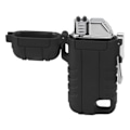 Miniatyrbillede 6 af 8: USB Genopladelig Lighter Vindtæt Dual Arc Lighter Vandtæt Flammeløs Elektrisk Lighter med Hængende Hul til Camping Sort