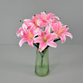 Miniatyrbild 1 av 5: 1 Gren Konstgjorda Liljor, Real Touch Konstgjorda Liljeblommor för Hem, Bröllop, Fest, Butiksdekoration, Blomsterarrangemang (Rosa)