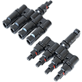 Miniatyrbillede 1 af 5: 1 par solpanel MC-4 T-grenstik kabelforbindelse - 1 han til 4 hun (M/4F) og 1 hun til 4 han (F/4M)