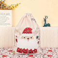 Miniatyrbilde 4 av 5: Julepose i lerret, Stor lerretspose med snøring, DIY bomulls festpose for oppbevaring av store julegaver