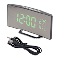 Miniatyrbild 1 av 8: LED digital klocka 3 nivåer Ljusstyrka Snooze USB Batteridriven Elektronisk spegelväckarklocka med Temp Fuktighet Display Grönt ljus