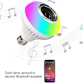 Miniatyrbilde 4 av 5: Smarte Hjemmelys, LED Lyspære Med Integrert Bluetooth Høyttaler, E27 RGB Skiftende Lampe Trådløs Stereo Lyd, 24 Tasters RGB Fargeskiftende Høyttaler
