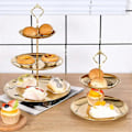 Miniatyrbilde 4 av 5: Rustfritt stål flerlagsbrett desserttallerken frukttallerken gull