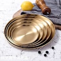 Miniatyrbild 1 av 4: 2-delars metalltallrik - rostfritt stål färg kraftig köksutrustning rund metall 5,5 tums tallrik | diskmaskinsäker | BPA-fri | för grillning