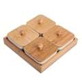 Miniatyrbilde 4 av 8: Keramisk serveringsfat for forretter med bambusbrettlokk for frukt, nøtter og desserter (4 rom)