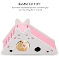 Miniatyrbillede 4 af 5: Kæledyrs Hamster Hus Træ Hamster Legehus Skjulested Hus Lille Dyr Hvile Rede med Trapper til Mus Kæledyr Små Dyr (Pink)