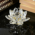 Miniatyrbillede 2 af 2: Quartz Krystaller Lotus Blomst Håndværk Glas Fengshui Ornamenter Zekai Gul 60mm