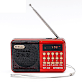 Miniatyrbild 1 av 5: Bärbar röd kortvågsradio med stöd för TF-kort