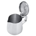 Miniatyrbilde 3 av 4: Melkekanne i rustfritt stål med lokk - 350 ml kapasitet, ideell for latte art og espressomaskiner