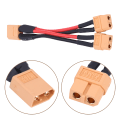 Pikkukuva 6 / 6: XT60 rinnakkaisakun liitinsovitin 14AWG kaapeli RC Lipo 1 uros - 2 naaras 1 Male to 2 Female