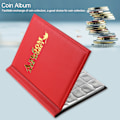 Miniatyrbillede 3 af 8: 250 lommer 10 sider World Coin Opbevaring Mappe Album Pengeopsamlingsholder Bog Rød