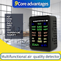 Miniatyrbillede 3 af 5: 9 i 1 Bærbar Luftkvalitetsmåler PM2.5 PM10 CO CO2 TVOC HCHO Temperatur Fugtighedstester Farve Skærm