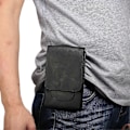 Miniatyrbild 2 av 5: Mobiltelefon Midjeväska Herr, Läder Mobiltelefon Bältesklämma Fodral, Vertikal PU Läder Telefon Midjeholster Universell Smartphone Bältesögla Fodral Kort H