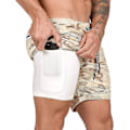 Pikkukuva 1 / 4: Kevyt ja nopeasti kuivuva miesten 2-in-1 juoksushortseja kuntosaliharjoitteluun XL Beige Camouflage