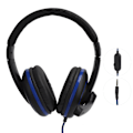 Miniatyrbillede 1 af 8: 3,5 mm Gaming-hovedtelefoner med kabel og mikrofon til PS4, bærbar computer, mobiltelefon, sort + blå