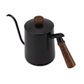 Miniatyrbilde 3 av 8: 600 ml svanehals kaffekjele 304 rustfritt stål lang tut kjele trehåndtak hell over kaffekanne tekanne svart