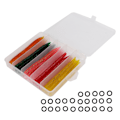 Miniatyrbilde 1 av 8: 50 stk/boks Noodle Worm Soft Bait fiskeutstyrsett med gummi O-ring kunstig Soft Bait