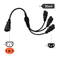 Miniatyrbillede 3 af 6: IEC 320 C14 til 3 X C13 Strømkabel Universal 1 til 3 IEC 320 C14 Han til 3 X C13 Hun Y Splitter Strømadapterkabel