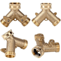 Miniatyrbilde 3 av 5: 3/4 Kran Kobling Y Formet Kran Kobling Slangekran Adapter 2 Veis Messing Slange Adapter Svanehals Hageslange Ventil Kobling for Utendørs Hagevanning