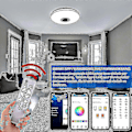 Miniatyrbilde 2 av 5: 36W LED Taklampe Dimbar med Bluetooth Høyttaler, LED Taklampe med Fjernkontroll eller App - New SZJR