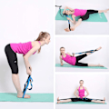 Miniatyrbillede 3 af 5: Fitness Yoga Stropper Fleksibilitet Udstrækningsstrop med Multifunktionsspænder Træningsstrop til Pilates Ballet Gymnastik med Træningsinstruktion Blu