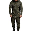 Miniatyrbillede 1 af 4: Army Grøn Mænds Vinter Hættetrøje Jumpsuit Lynlås Onesie