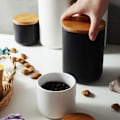 Miniatyrbilde 7 av 8: Keramiske forseglede krukker med lufttett bambuslokk Hjem Kjøkken Oppbevaringsboks Bulkbeholder for kryddermat Te Kaffe